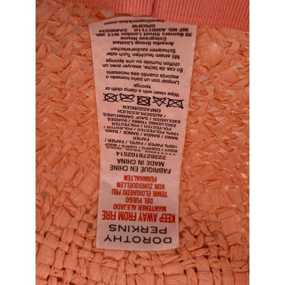 Dorothy Perkins Pink Straw Sun Hat Charm Ribbon 3715 Floppy Packable Resort - Picture 8 of 11